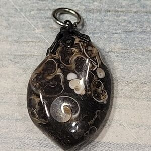 Turritella Agate Black and Brown Pendant